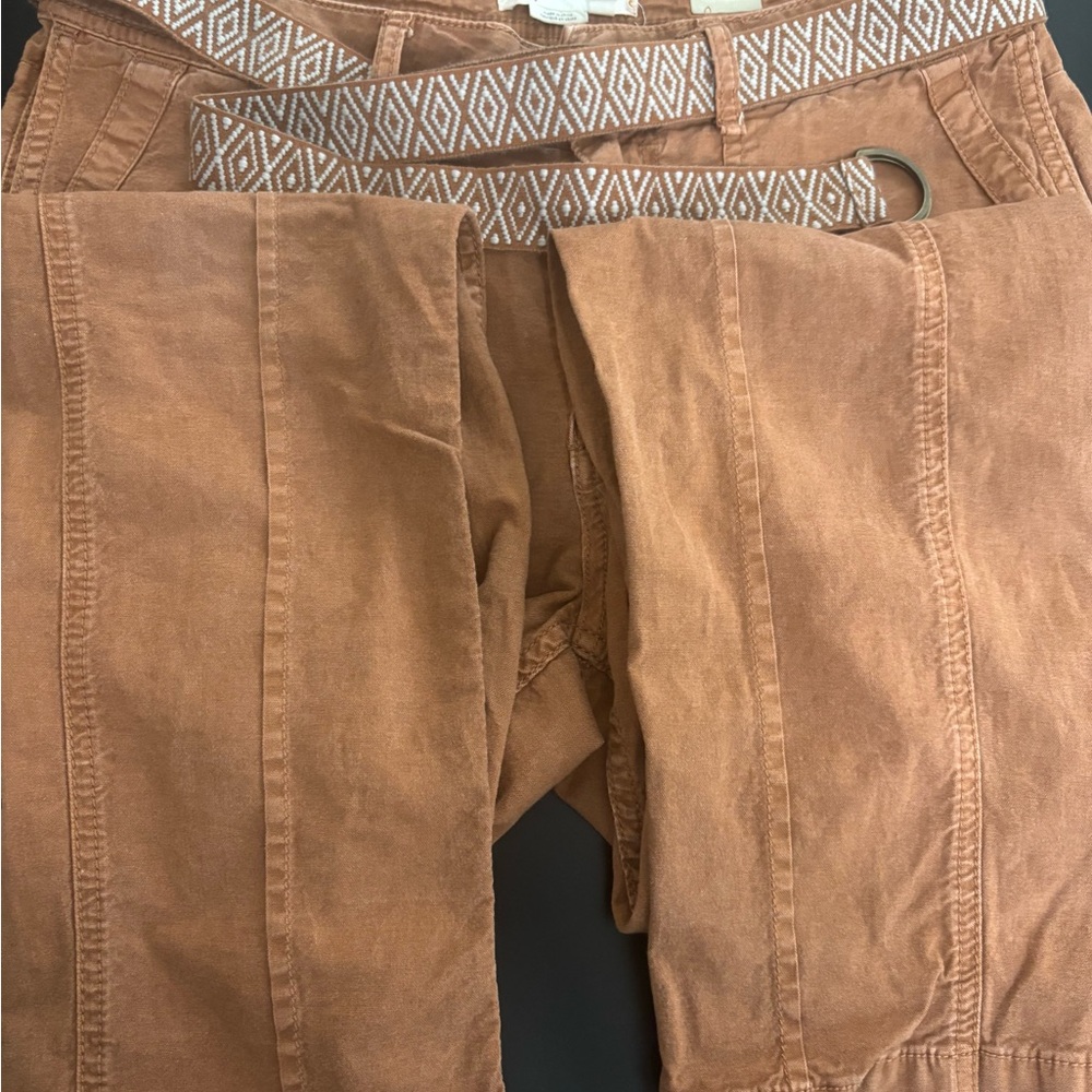 Anthropologie Reddish Brown Pants with Patterned Removable Belt The Wanderer 28 - Picture 5 of 8